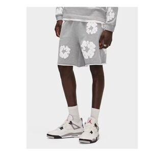 Denim Tears Sweat Shorts Cotton Flower Print Casual Gray Shorts Mens Size Medium